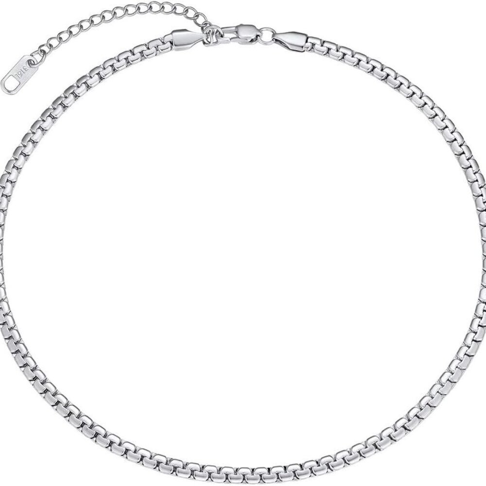 Box Chain Necklace 4mm Mens 14 inch Stainless Steel Necklace Chain Short Choker